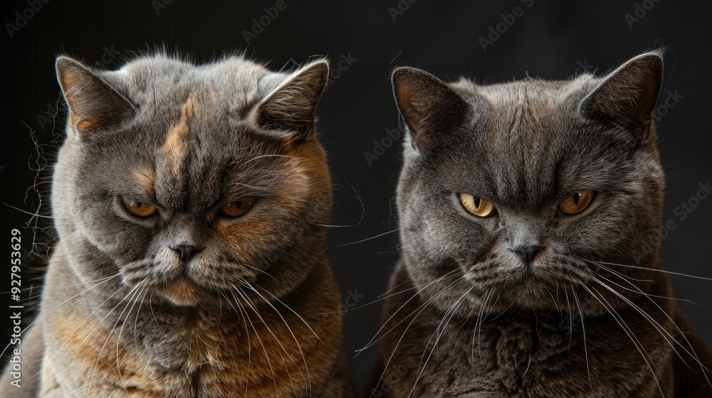 Grumpy appearance of a British Shorthair cat in photos Grumpy appearance of a British Shorthair cat in photos