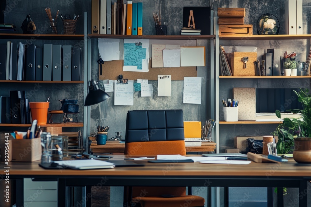 Contemporary office workspace with desk supplies in photography, showing a modern workplace concept Contemporary office workspace with desk supplies in photography, showing a modern workplace concept