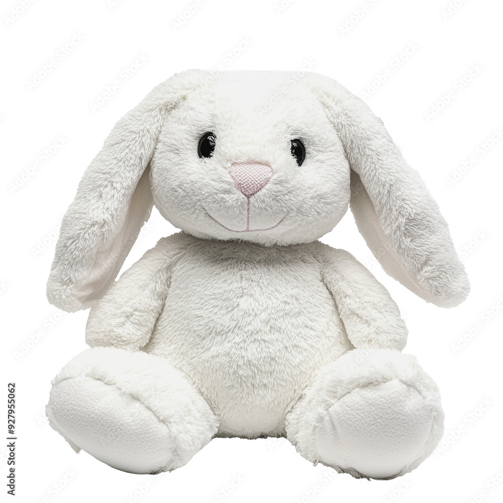 PNG Soft white bunny plush toy sitting upright PNG Soft white bunny plush toy sitting upright