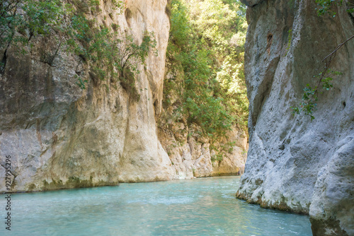 Amazing natural scenery in the canyon of Acheron river, close to the springs, also known as the Gates of Hades