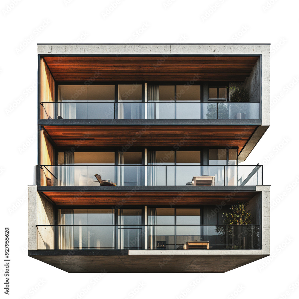 Fototapeta premium PNG Modern three-story residential building design