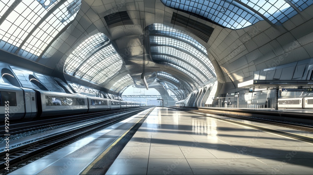 Naklejka premium Modern Train Station Platform.