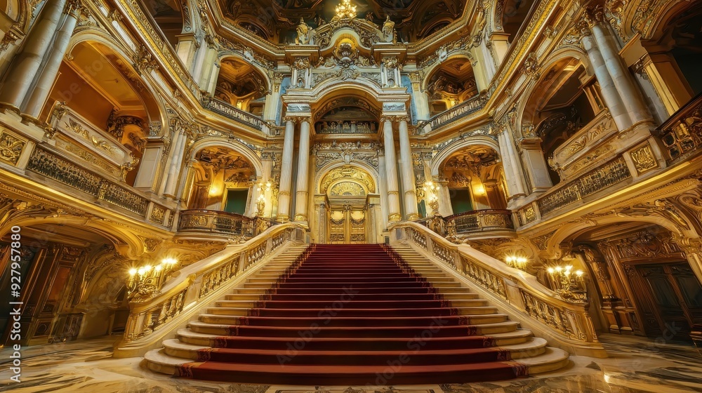 Obraz premium Grand Staircase in a Gilded Palace.