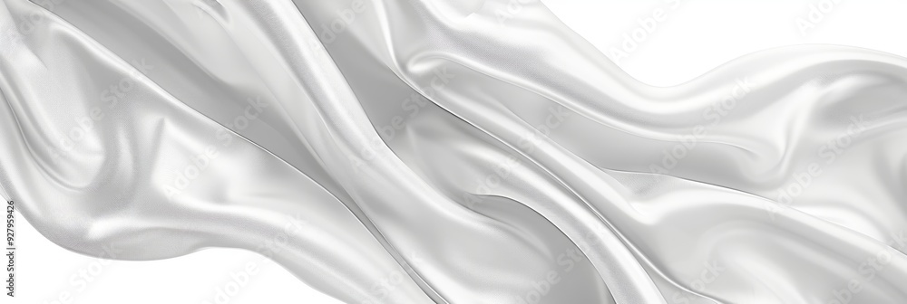 Flowing White Silk Fabric, Abstract Luxury Background. Smooth Elegant Satin Texture with Wavy Folds Flowing White Silk Fabric, Abstract Luxury Background. Smooth Elegant Satin Texture with Wavy Folds