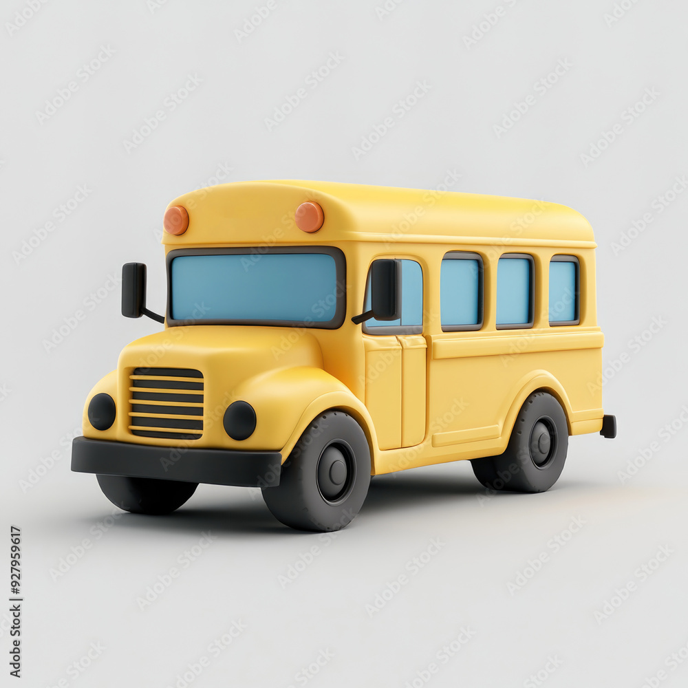 3D cartoon yellow school bus. on a solid white background 3D cartoon yellow school bus. on a solid white background