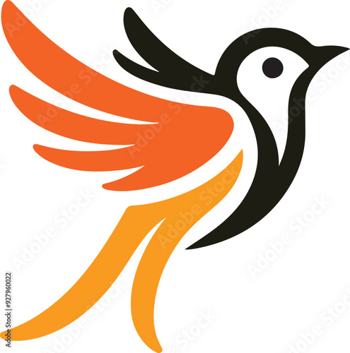 Bird  silhouette color  illustration 08