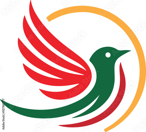 Bird  silhouette color  illustration 05