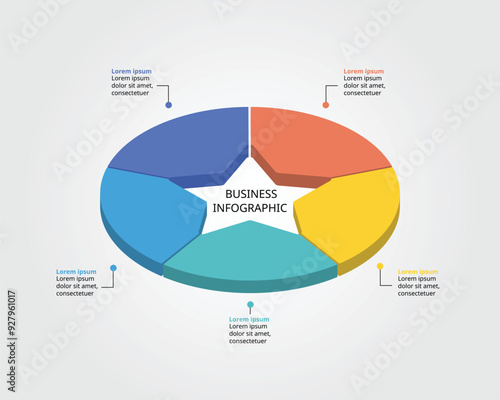 5 circle template for infographic for presentation for 5 element with star inside