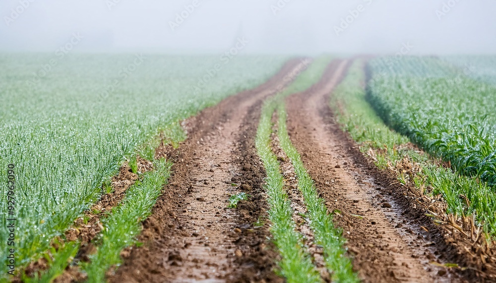 Obraz premium a path that runs through the bordering agricultural landscape. generative ai