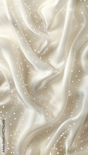 White Silk Satin Fabric Background with Scattered Subtle Sparkle Details, Backgrounds, Textures