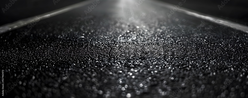 Wet Asphalt Road with White Lines and Light Reflecting in Rain Wet Asphalt Road with White Lines and Light Reflecting in Rain