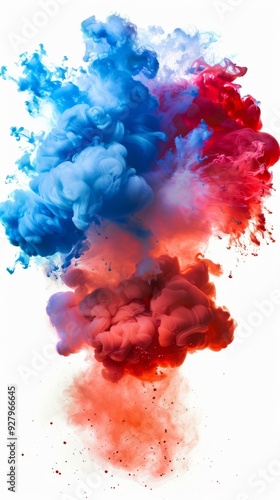 Red and blue color explosion. Abstract bacckground photo