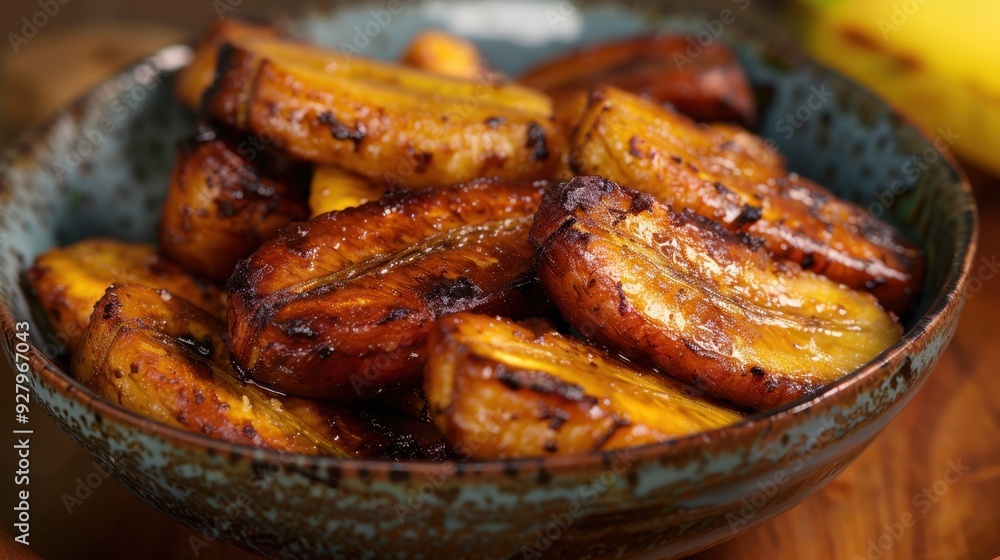 Delicious fried plantains with a crispy exterior and soft, sweet interior. Delicious fried plantains with a crispy exterior and soft, sweet interior.