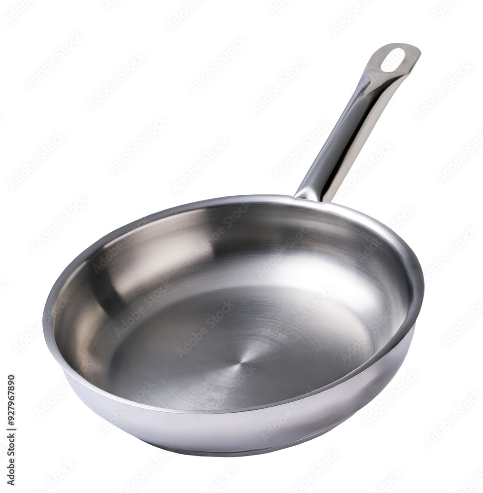 Stainless steel frying pan isolated on a white background. With clipping path. Stainless steel frying pan isolated on a white background. With clipping path.