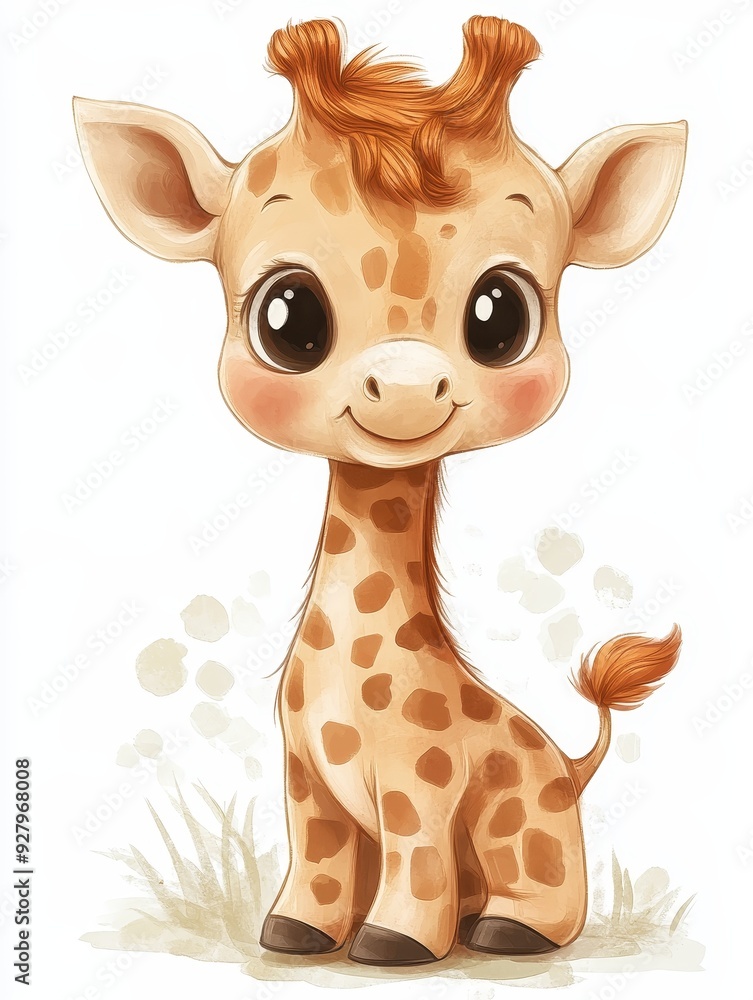 Adorable Cartoon Giraffe with Big Eyes Adorable Cartoon Giraffe with Big Eyes