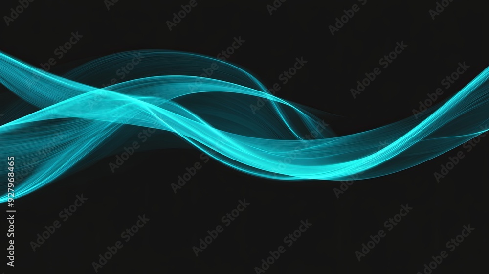 Elegant vector design of teal wavy lines on a black background, embodying minimalism and high-resolution 8K quality for modern aesthetics. Elegant vector design of teal wavy lines on a black background, embodying minimalism and high-resolution 8K quality for modern aesthetics.