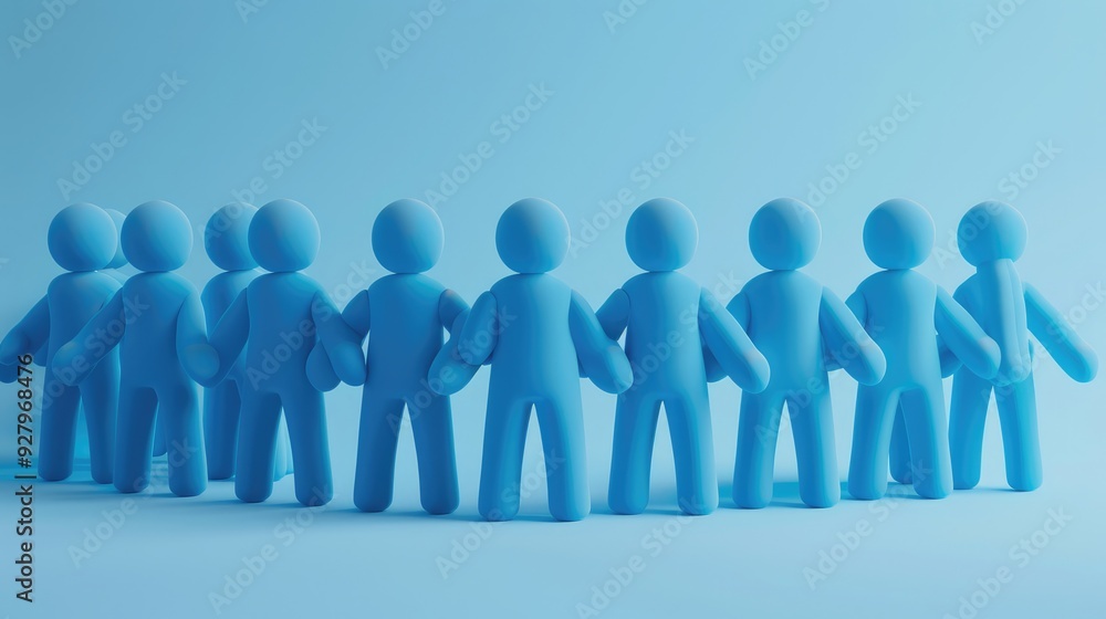 Blue group of people concept, 3D rendering Blue group of people concept, 3D rendering