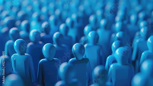 Blue group of people concept, 3D rendering