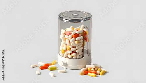 Pill Sorter isolated with white highlights, png photo