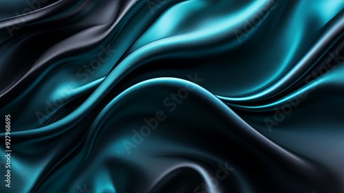 Wallpaper Mural Elegant vector design of teal wavy lines on a black background, embodying minimalism and high-resolution 8K quality for modern aesthetics. Torontodigital.ca