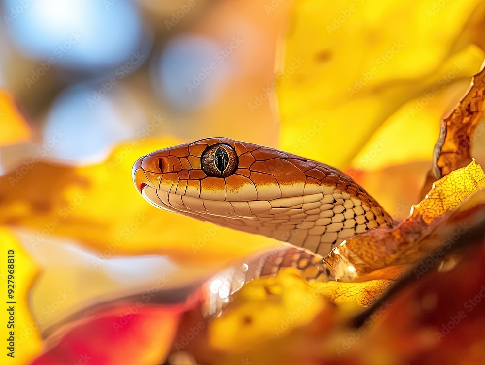 Obraz premium Snake isolated on autumn background