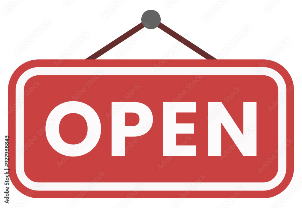 Open signboard vector icon in flat style isolated on white background. Open signboard vector icon in flat style isolated on white background.