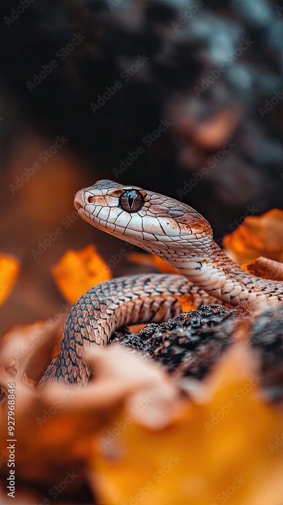 Fototapeta premium Snake isolated on autumn background