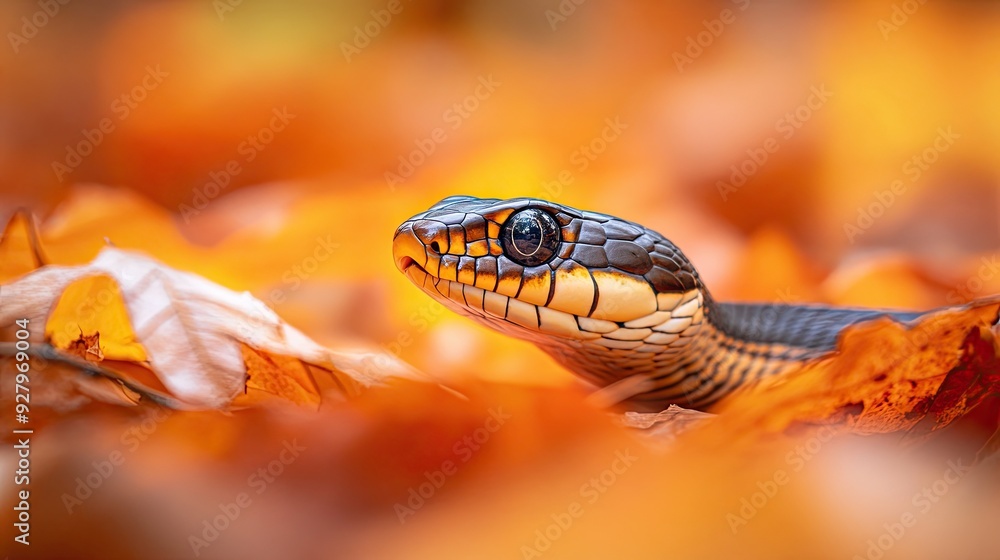 Obraz premium Snake isolated on autumn background