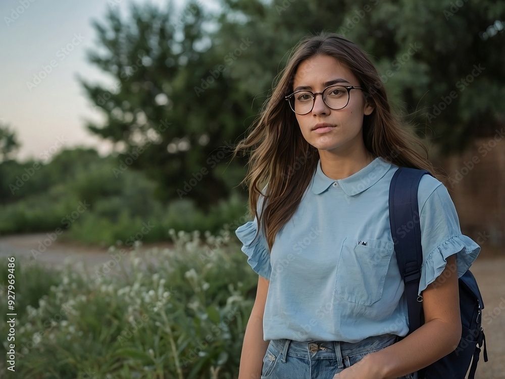 Thoughtful Moments: A Pretty Young Woman Embracing Nature’s Calm Stroll in the Outdoors Study Break. Thoughtful Moments: A Pretty Young Woman Embracing Nature’s Calm Stroll in the Outdoors Study Break.
