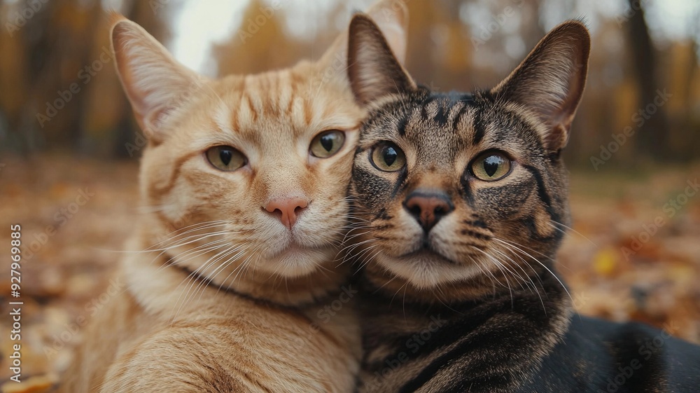 Two cats pose for a selfie, capturing a moment of friendship and fun. Perfect for travel, pet, and social themes.
Two cats pose for a selfie, capturing a moment of friendship and fun. Perfect for travel, pet, and social themes.