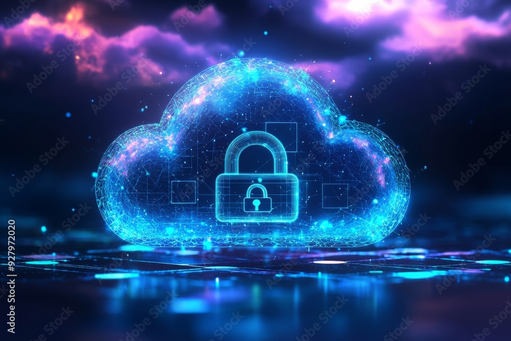 Illustration of Cloud Security Services Technology created with Generative AI Illustration of Cloud Security Services Technology created with Generative AI