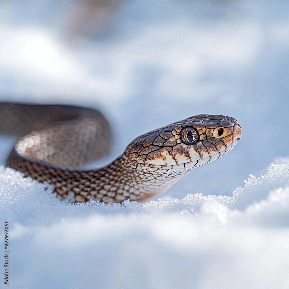Obraz premium Snake isolated on winter background