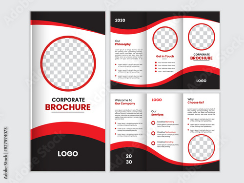 Modern and professional business tri fold brochure design.