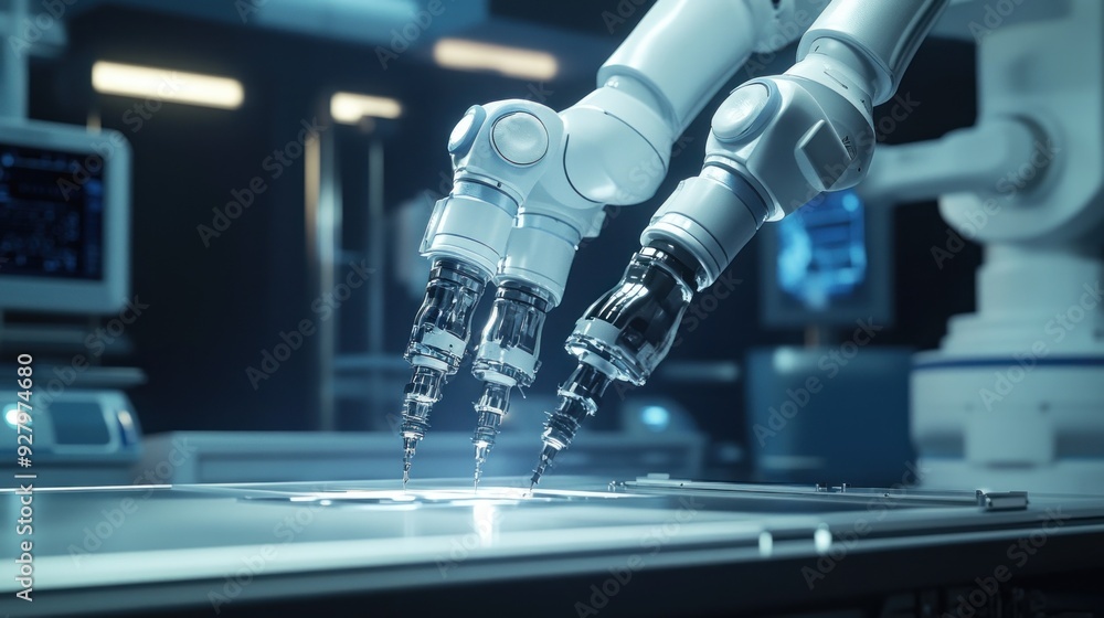 Futuristic Robotic Arm in a Modern Lab Futuristic Robotic Arm in a Modern Lab