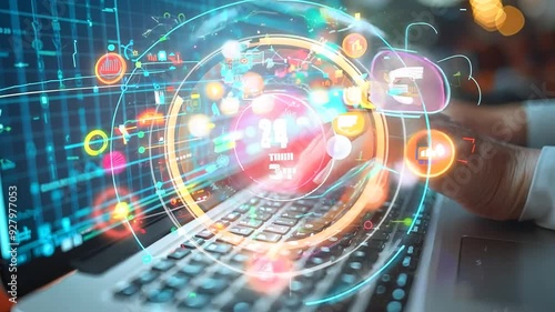 Wallpaper Mural Exploring data visualization techniques using a laptop in a modern workspace Torontodigital.ca