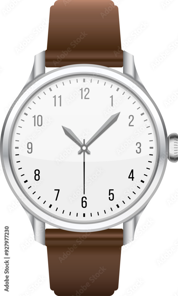 Hand clock. Realistic wrist watch. Classic accessory