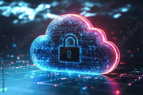 Wallpaper Mural Illustration of Cloud Security Services Technology created with Generative AI Torontodigital.ca