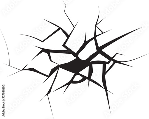 Shattered glass cracks. Crash fractures. Break surface