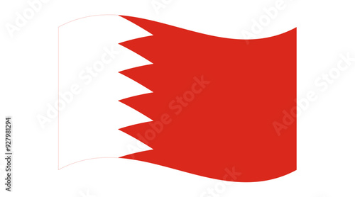 Wavy flag of Bahrain, isolated on transparent background. Flag of the Kingdom of Bahrain. Vector illustration