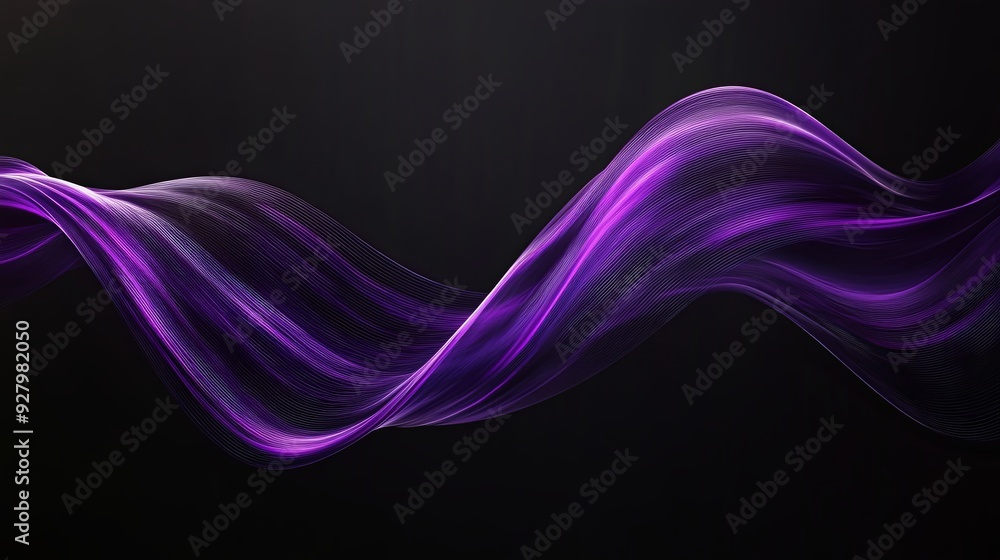 Technical vector art with purple wavy lines on a black background, showcasing minimalist design in high-resolution 8K quality Technical vector art with purple wavy lines on a black background, showcasing minimalist design in high-resolution 8K quality