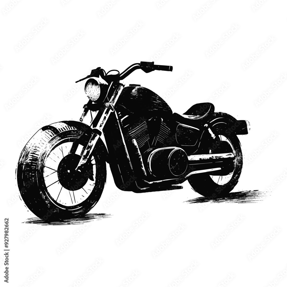 Fototapeta premium Stylish Black Motorcycle with Headlight Design