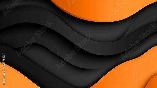 Technical vector art featuring orange wavy lines on a black background, embodying minimalist design in high-resolution 8K quality