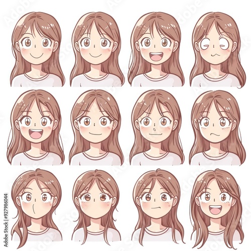 A grid of cartoon character expressions showcasing various emotions and moods.