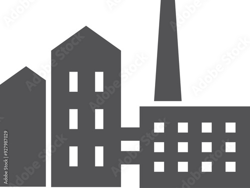 Factory buidling. Warehouse and city industry black icon