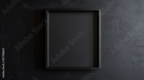 Black picture frame on black background photo