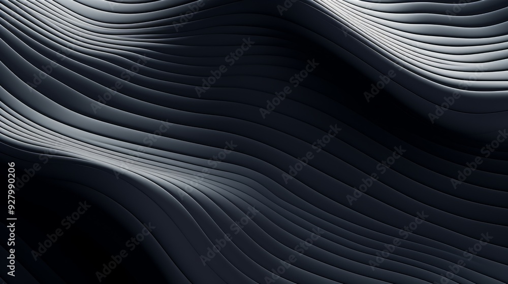 Black waves create a mesmerizing texture with gentle curves and shadows, showcasing the beauty of undulating lines in low light Black waves create a mesmerizing texture with gentle curves and shadows, showcasing the beauty of undulating lines in low light