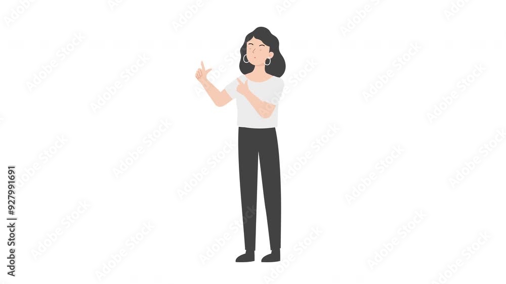 Business woman pointing both hands in left side Business woman pointing both hands in left side