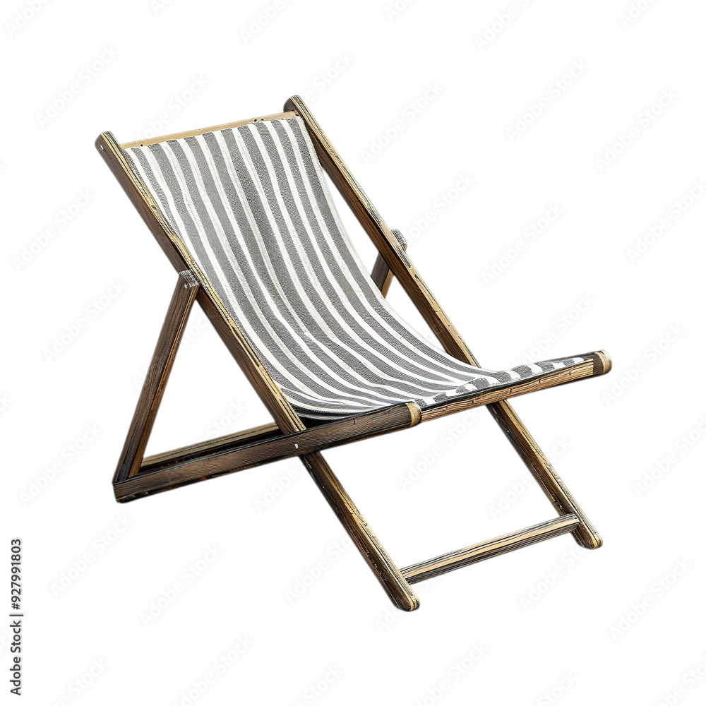 Striped Beach Chair on Transparent Background Striped Beach Chair on Transparent Background