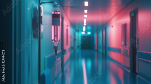 Medical drip in hospital corridor