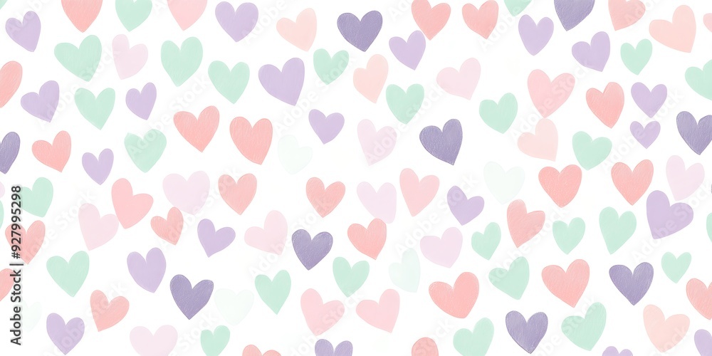 Pastel Heart Patterns for a Charming Background, Delightful Random Heart Design in Soft Pastels Pastel Heart Patterns for a Charming Background, Delightful Random Heart Design in Soft Pastels